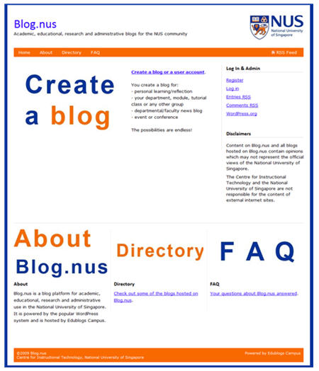 Image of National University of Singapore's Homepage 